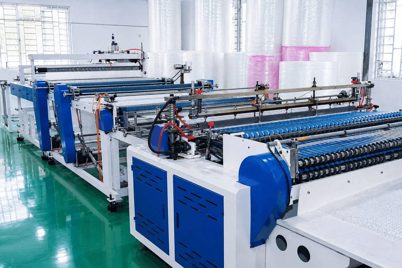 Thiết bị Máy cắt dán túi xốp Airbubble tại nhà máy Việt Long